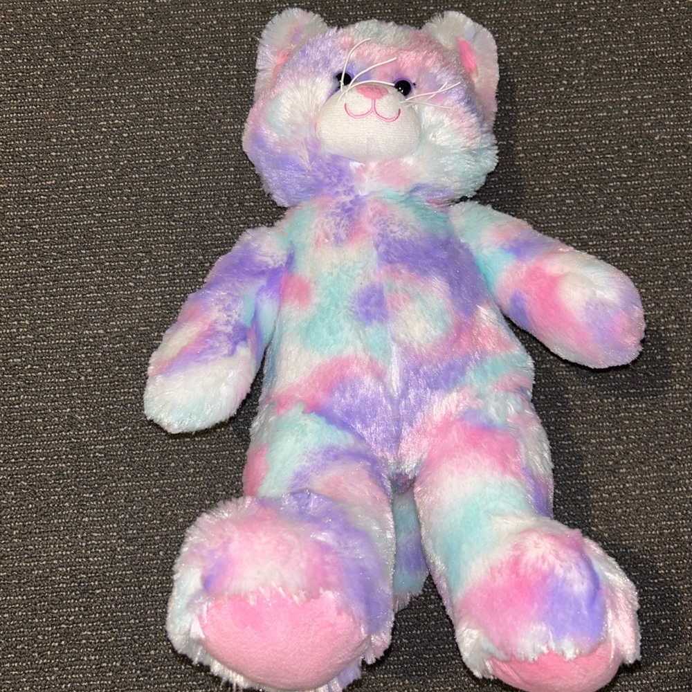 Build a Bear Pink and Purple Stuffed Cat Toy
